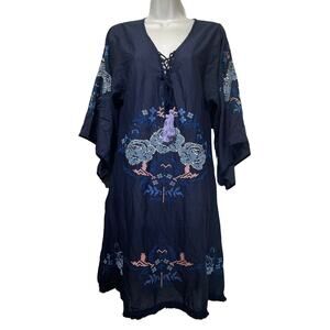 Anthropologie Ruby Yaya luna rose Blue beaded embroidered dress size XS